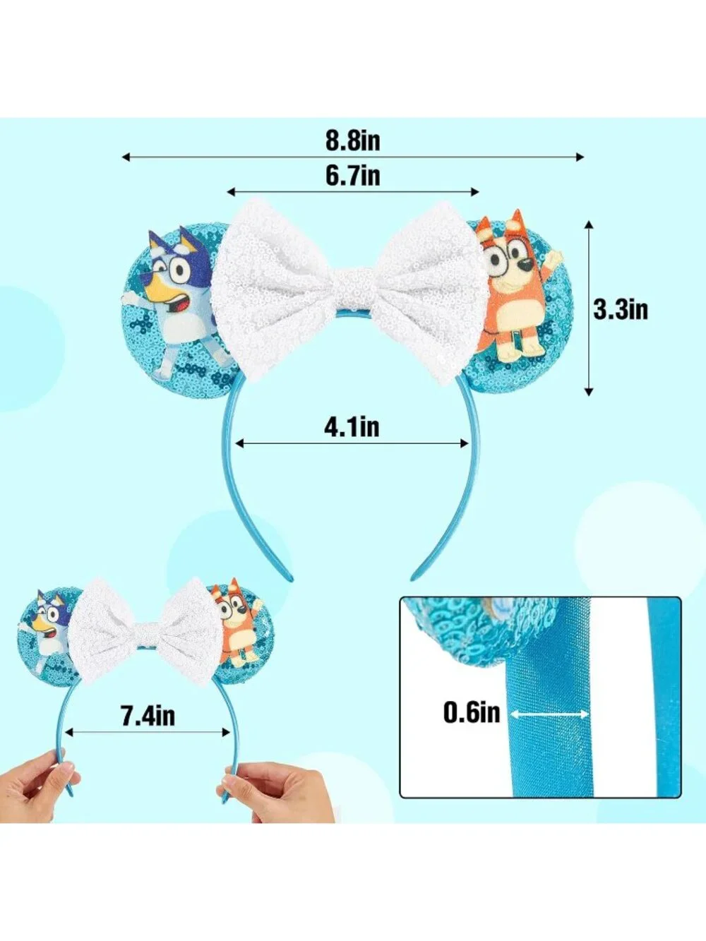 Women Bule Cartoon Mickey Mouse Costume Headband For Cosplay